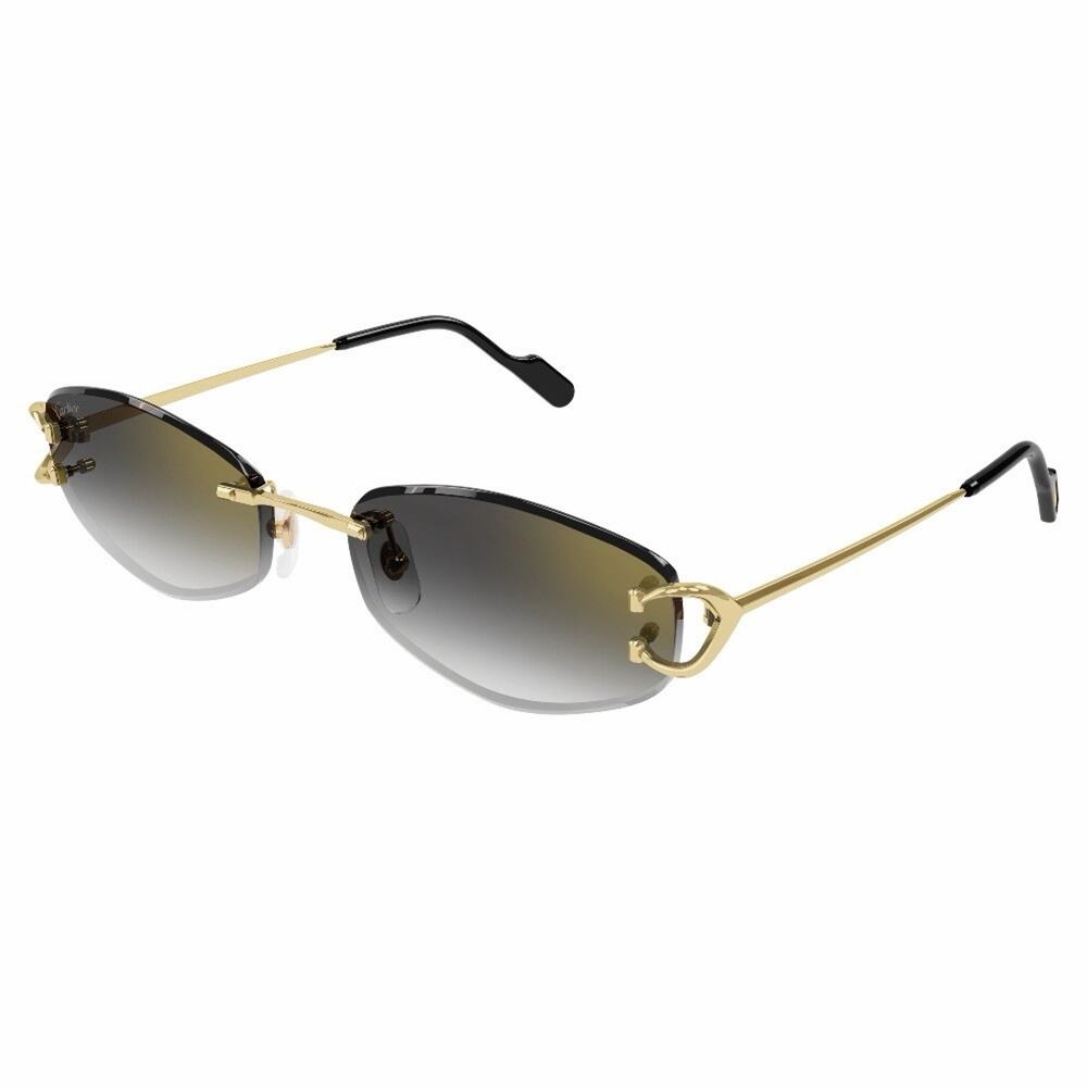 CARTIER C De Cartier CT0467S 001 Gold Grey Lens Women Sunglasses AUTHENTIC